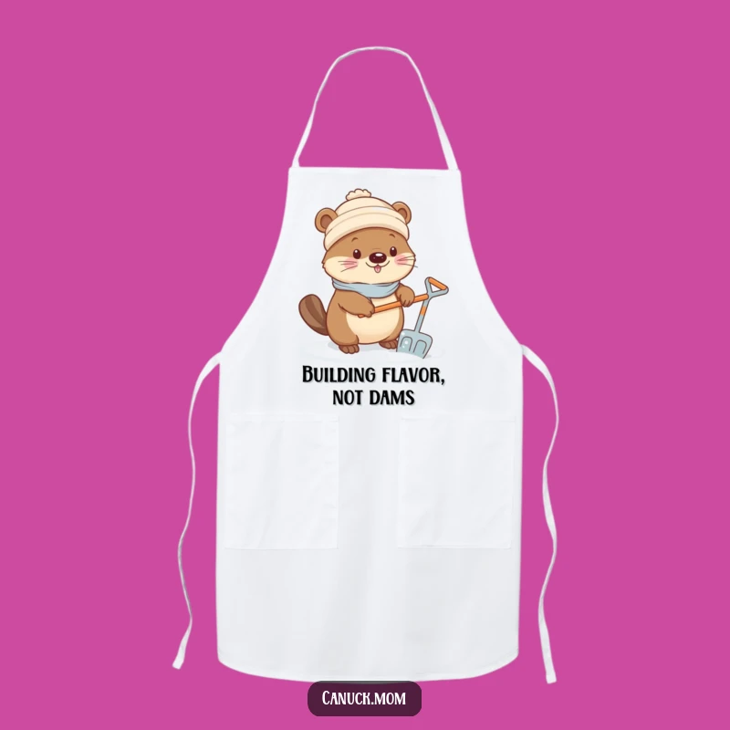 Funny Kawaii Beaver Apron - Snow Shoveling, Whimsical Funny Gift for Kitchen Winter