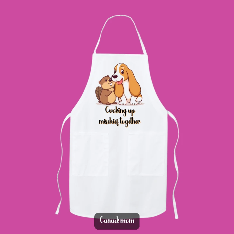 Funny Basset Hound & Beaver Apron - Kitchen Pals Chef Wear, Hilarious Funny Gift