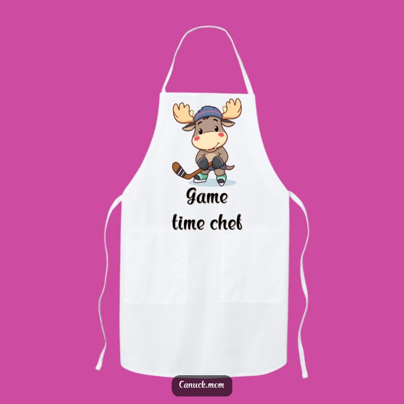 Funny Moose Hockey Player Apron - Cook Up Laughs in the Kitchen!