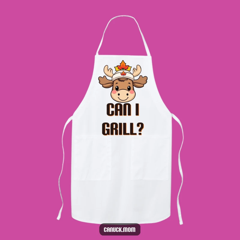 Funny Moose Maple Leaf Hat Apron - Culinary Canadian Character Fun