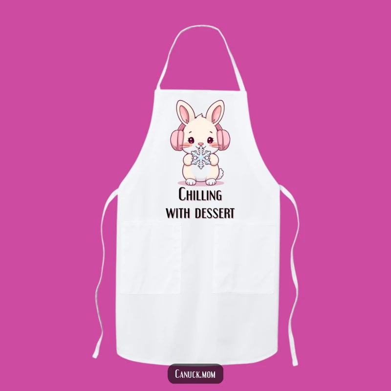 Funny Winter Rabbit Apron: Cute Ear Muffs Snow Bunny Kitchen Gift