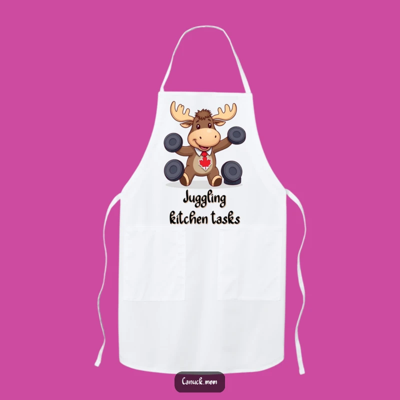 Funny Moose Hockey Apron, Juggling Chef, Perfect Kitchen Gift for Him