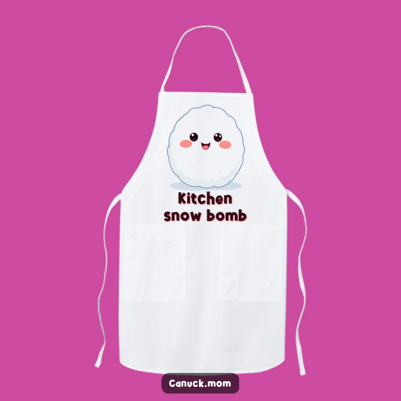 Funny Kawaii Snowball Apron: Cook with Joy with This Throwing Character, a Playful Funny Gift!