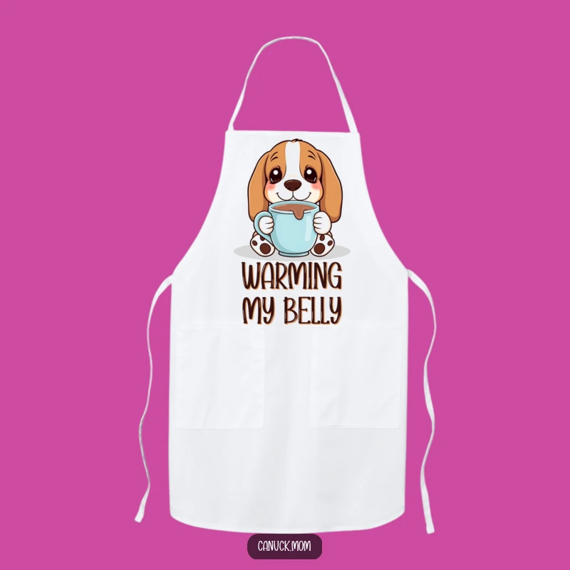 Funny Basset Hound Hot Chocolate Cozy Apron: Kitchen Warmth & Laughter Gift