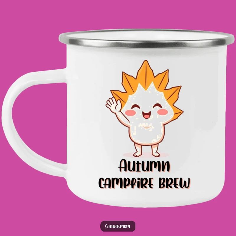 Funny Maple Leaf Wave Camping Mug: Outdoor Cheer with a Friendly Leaf