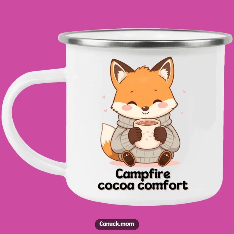 Adventure Funny Fox Cocoa Camping Mug: Cozy Sweater, Warm Drink - Outdoor Gift!