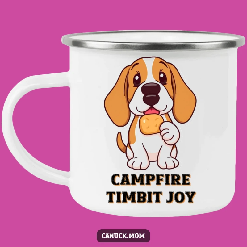 Treat Yourself: Funny Basset Hound Timbit Camping Mug for Happy Campers