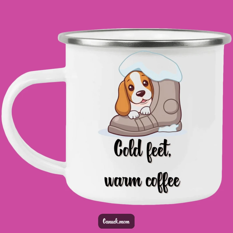 Funny Basset Hound Snowshoe Camping Mug - Whimsical Winter Drinkware
