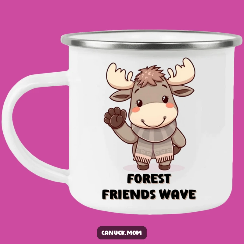 Funny Winter Moose Mug - Cheerful Waving Paw Cup, Great Winter Funny Gift