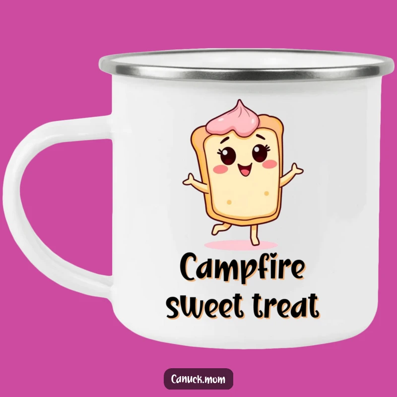Funny Butter Tart Camping Mug: Sip Your Sweetness with This Jigging Character, a Tasty Funny Gift!