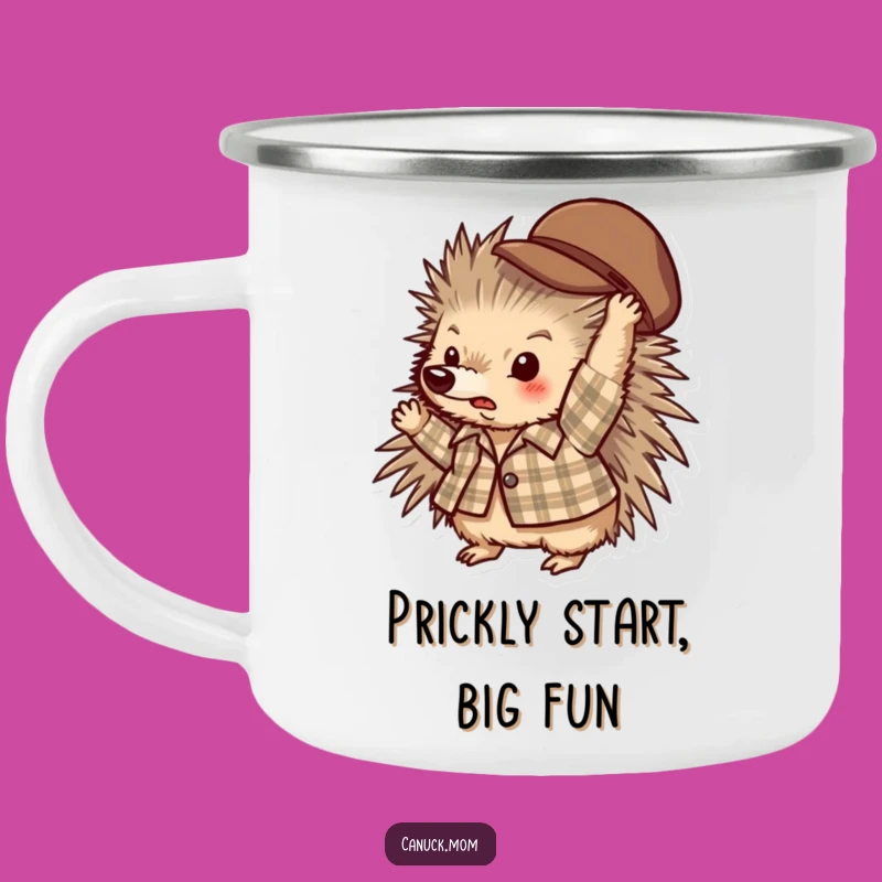 Funny Porcupine Plaid Camping Mug: Hat Tosser Outdoor Drinkware Gift