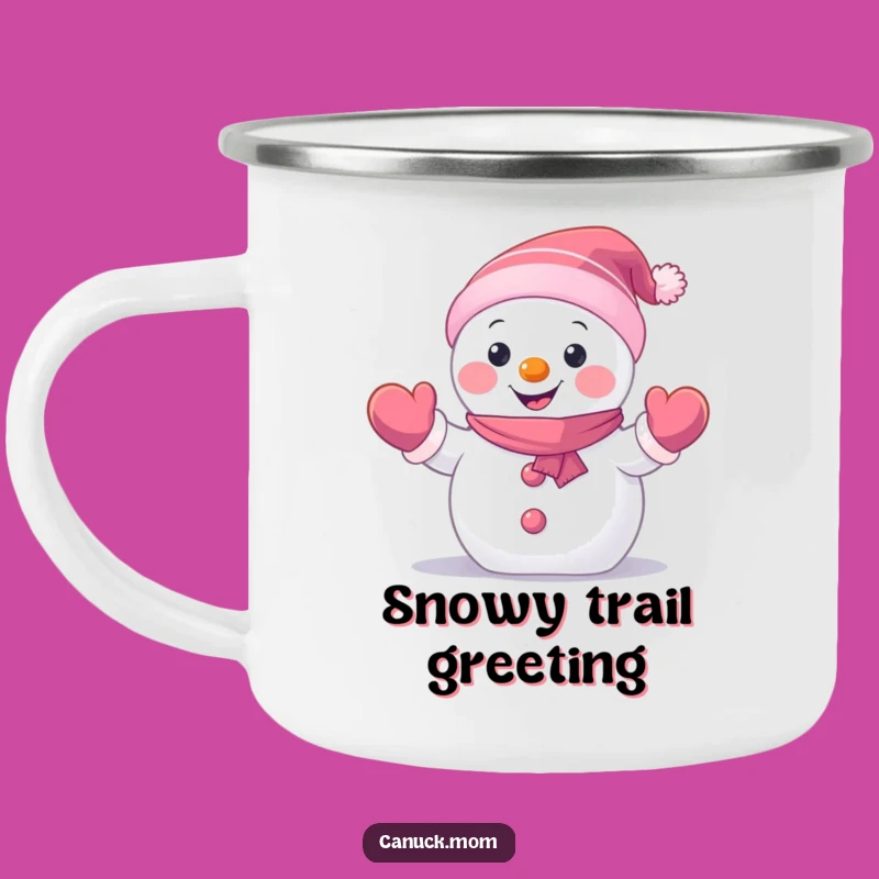 Funny Snowman Camping Mug: Sip Your Warm Drink with This Waving Character, a Chilly Funny Gift!