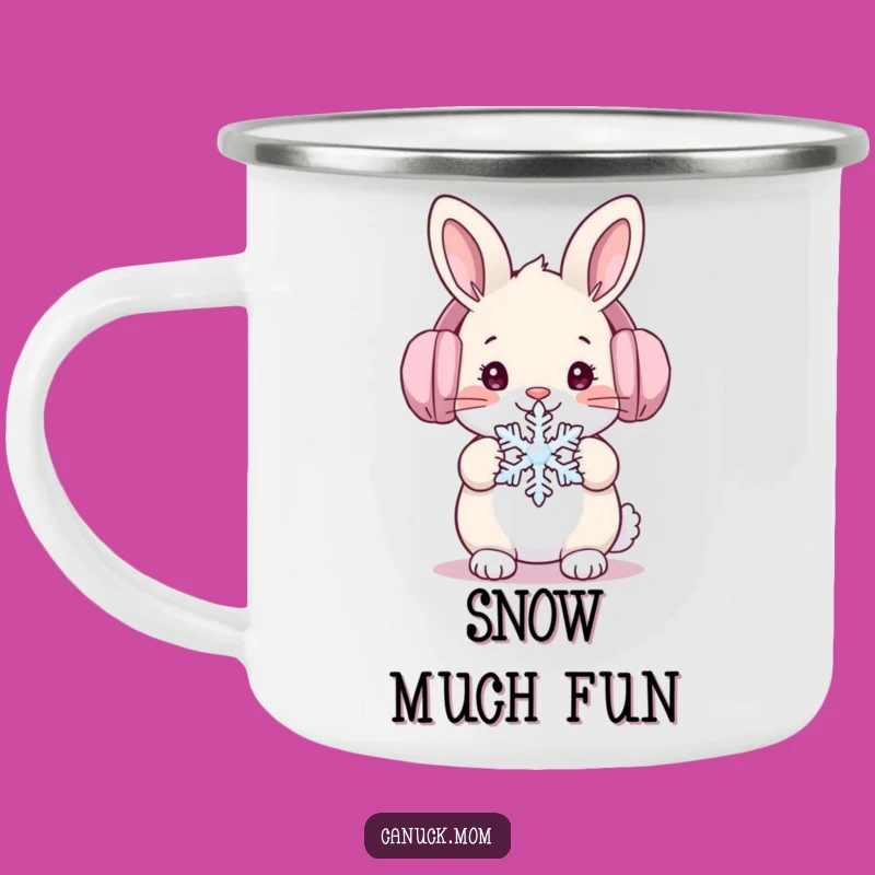 Funny Winter Rabbit Camping Mug: Cozy Ear Muffs Snow Bunny Outdoor Gift