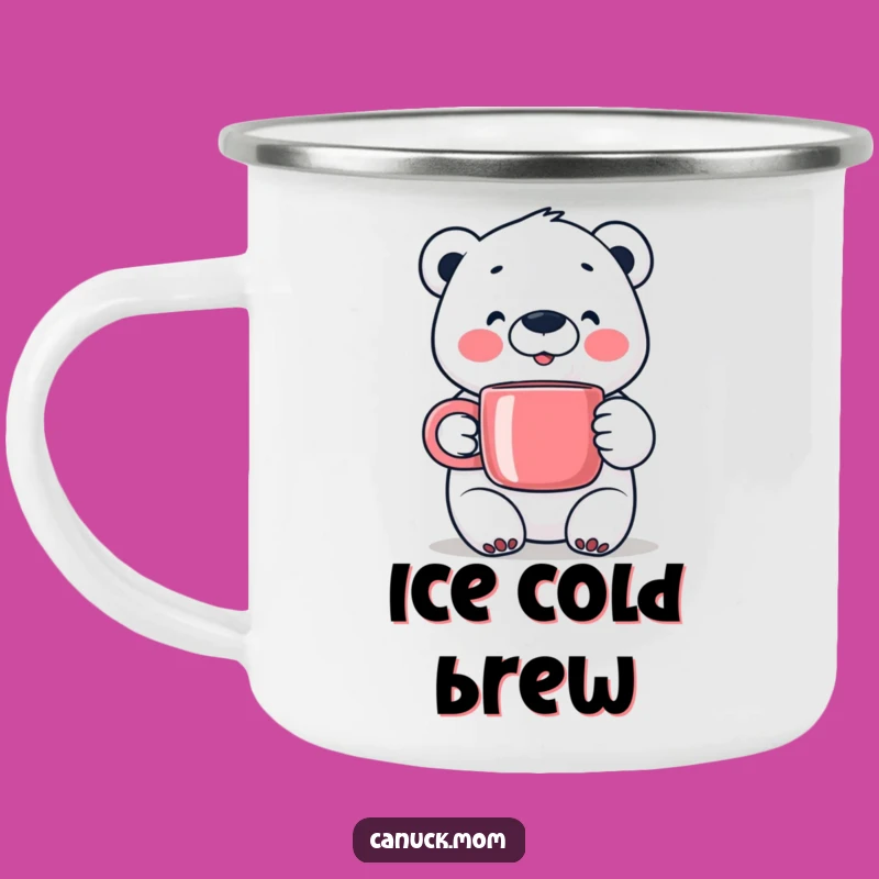 Happy Polar Bear Camping Mug - Rugged Comfort for Outdoor Adventures