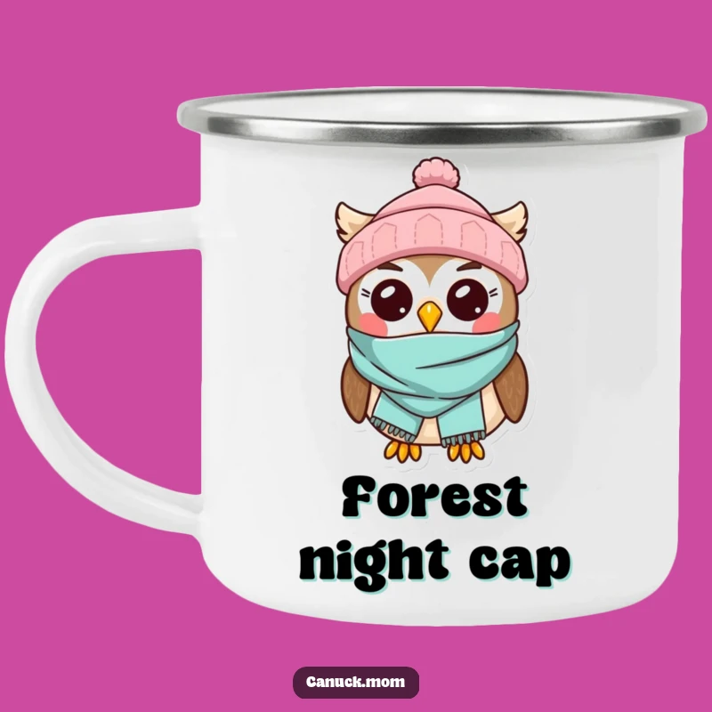 Kawaii Owl Toque Scarf Camping Mug - Adorable Winter Character Adventure
