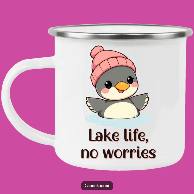 Funny Loon Beanie Camping Mug: Rugged Floater, Warm Drink Hilarious Bird Cup