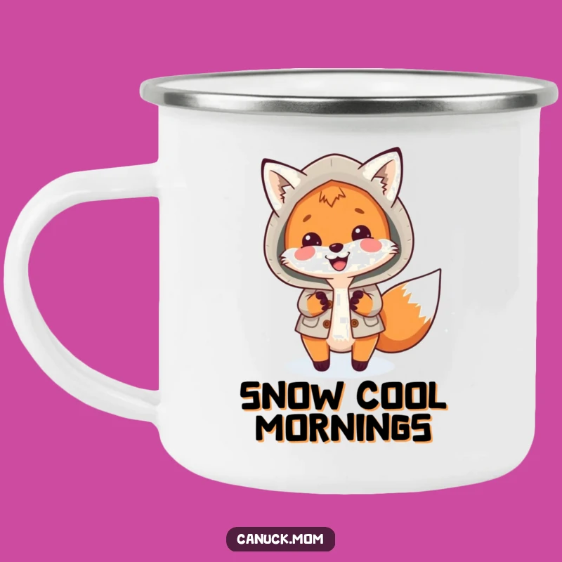 Funny Fox Parka Camping Mug: Durable Arctic Fox Mug for Outdoor Adventures, Gift!