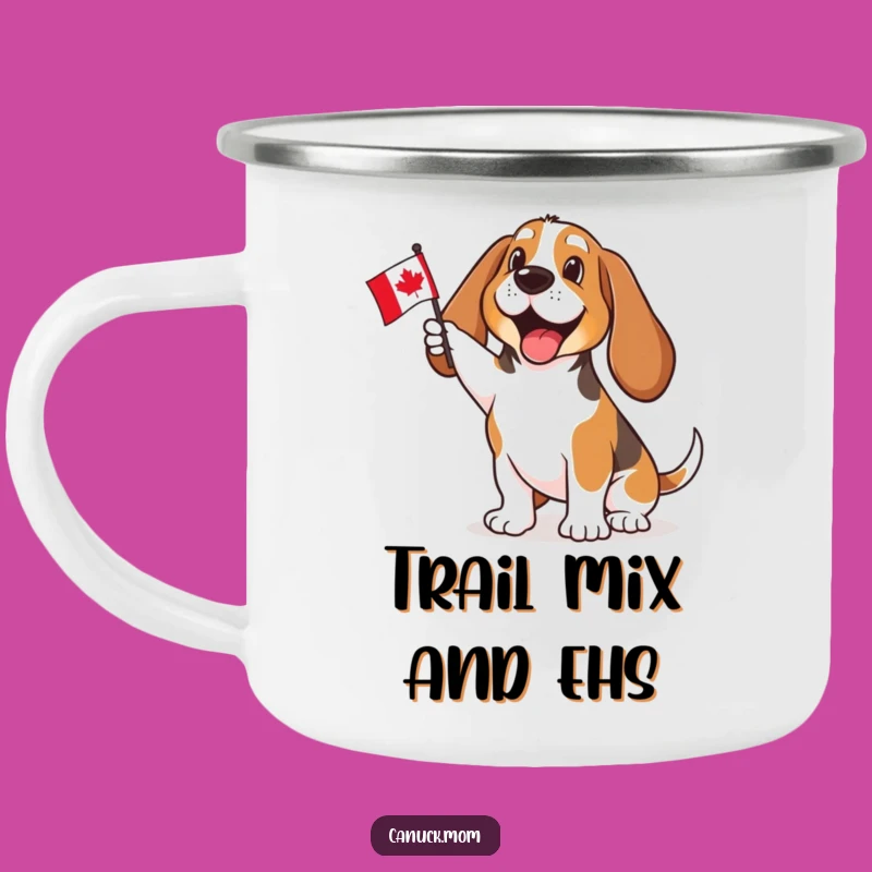 Funny Basset Hound Canadian Flag Camping Mug - Rugged Patriotic Drinkware