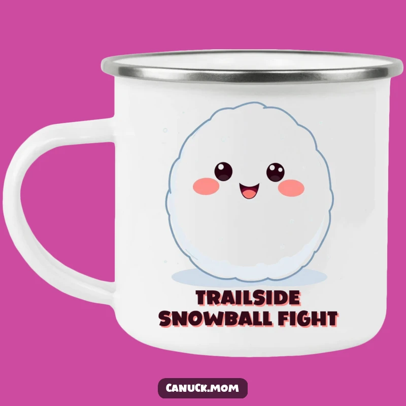 Funny Kawaii Snowball Camping Mug: Sip Your Drink with This Throwing Character, a Chilly Funny Gift!