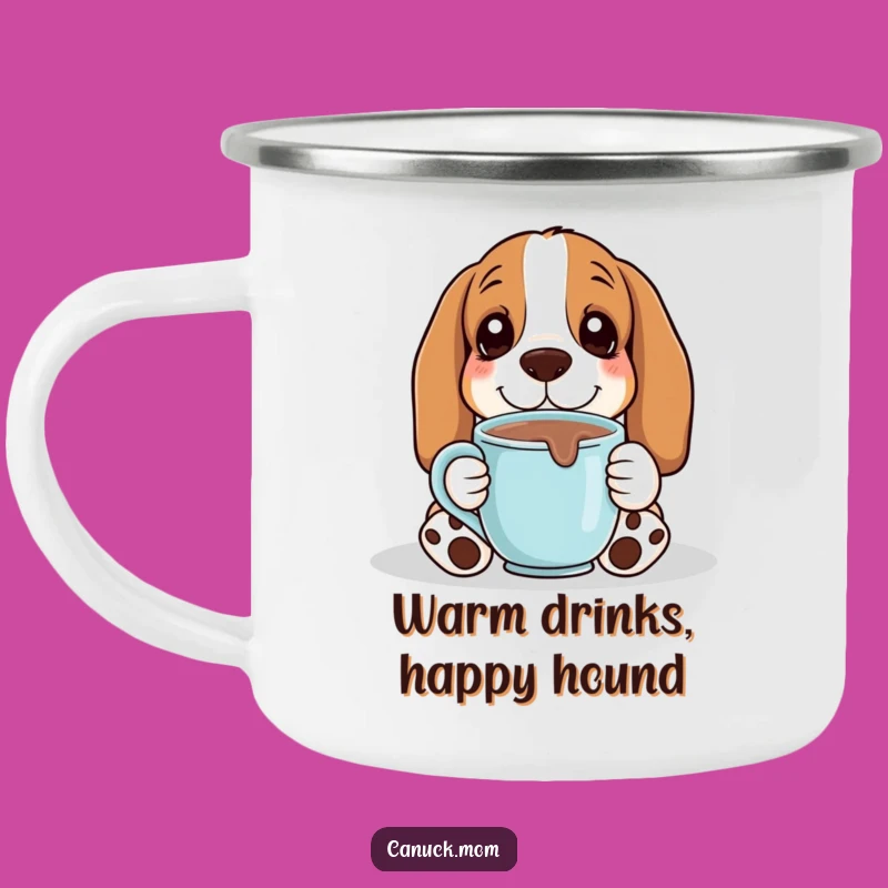 Funny Basset Hound Hot Chocolate Cozy Camping Mug: Warm Adventures Gift
