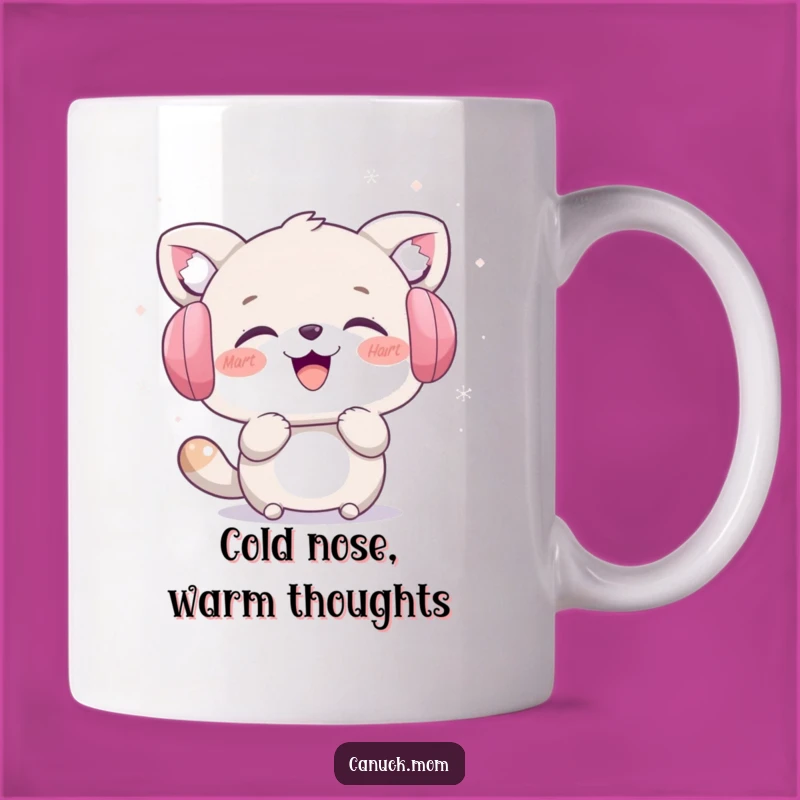 Funny Winter Animal Mug: Earmuff Character Laughing, Perfect Snowy Gift