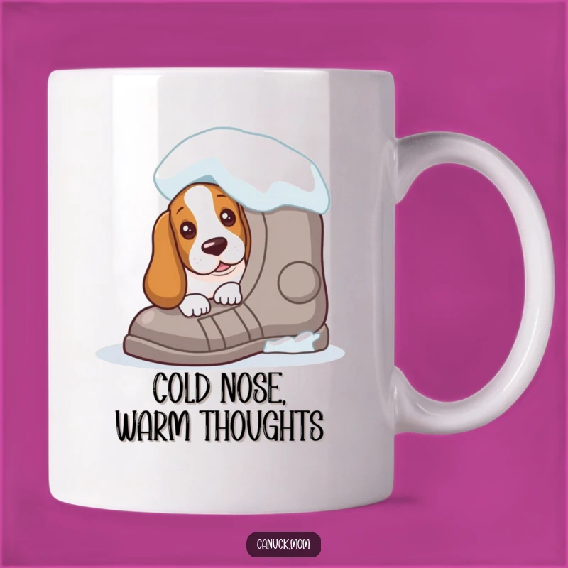 Funny Curious Basset Hound Snowshoe Mug - Whimsical Winter Gift