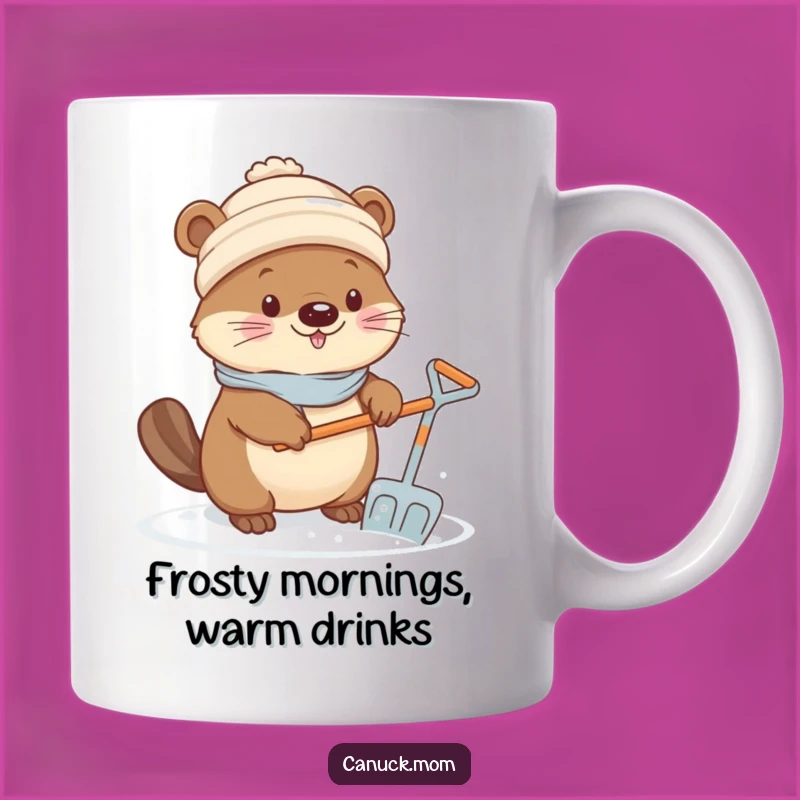 Funny Kawaii Beaver Mug - Snowy Toque, Cute Funny Gift for Winter Lovers