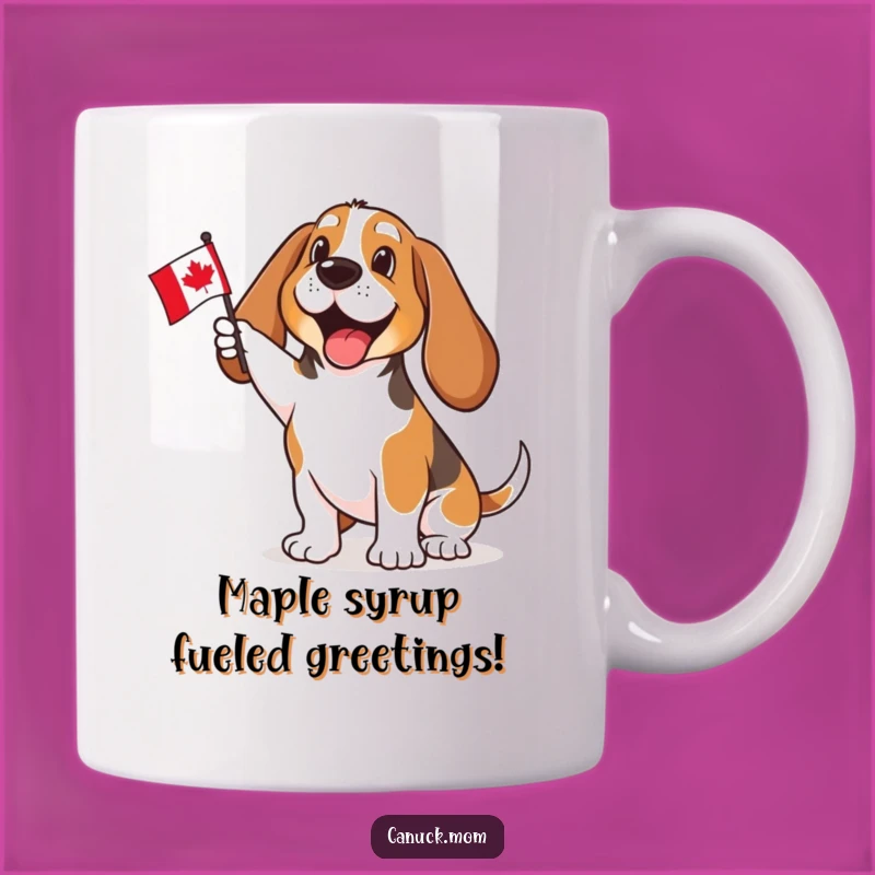 Funny Basset Hound Canadian Flag Mug - Perfect Enthusiastic Gift