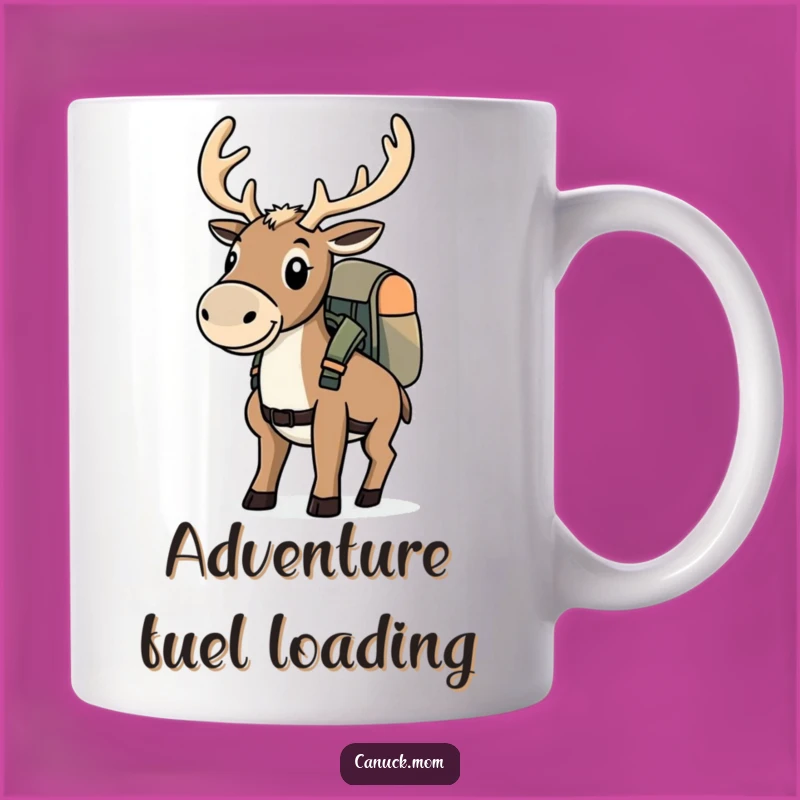 Funny Caribou Adventure Mug - Determined Explorer Backpack Gift