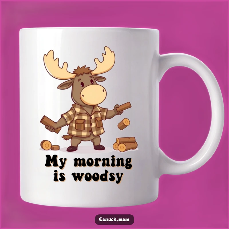 Funny Moose Lumberjack Mug: Hilarious Cartoon Character Juggling Logs, Perfect Gift