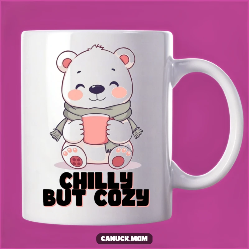 Funny Polar Bear Mug: Smiling Scarf Bear, The Perfect Cozy Funny Gift
