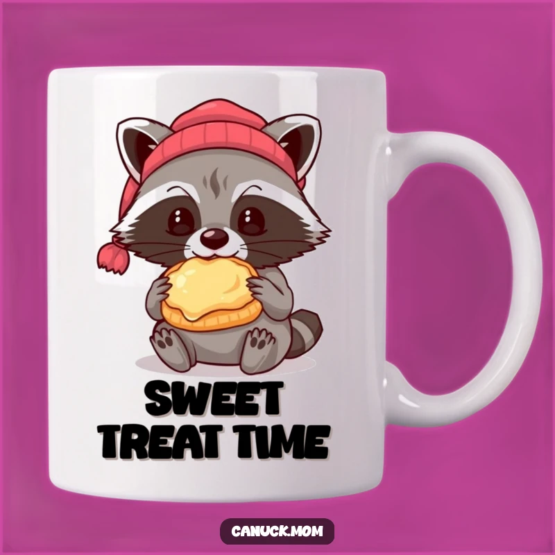 Funny Raccoon Butter Tart Mug: Cozy Beanie Bandit Sweet Treat Gift