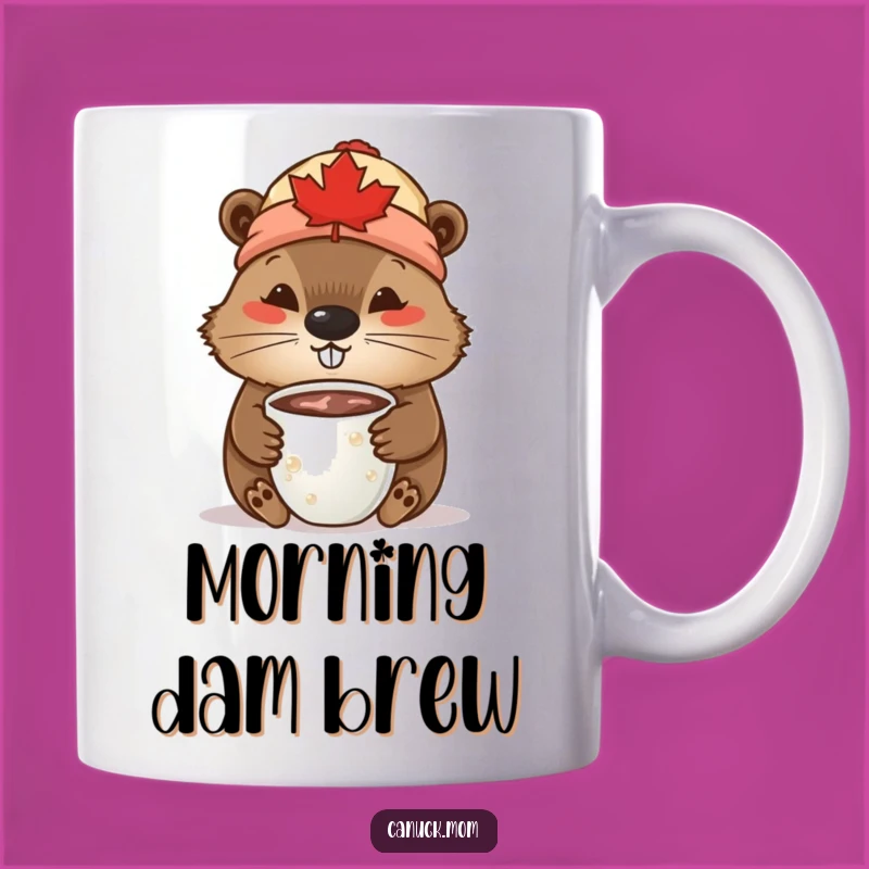 Funny Beaver Mug: Maple Leaf Toque Sipping Cocoa, Cozy Canadian Funny Gift