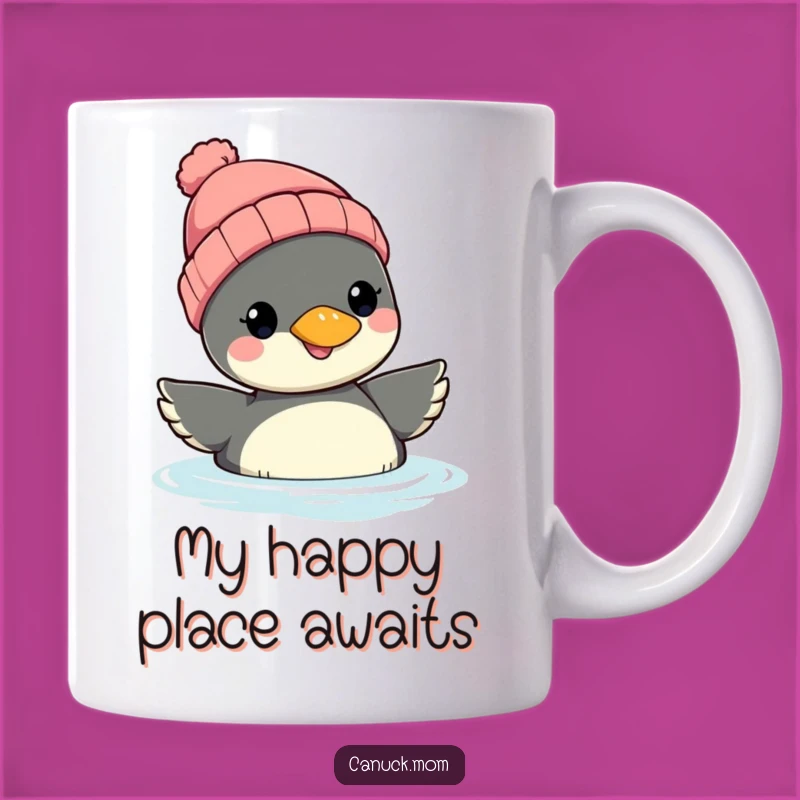 Funny Loon Beanie Mug: Serene Bird Floating, Perfect Funny Gift for Bird Lovers