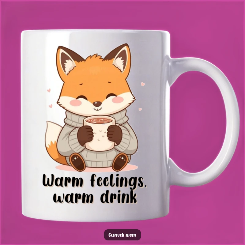 Funny Fox Cocoa Mug: Cozy Sweater, Warm Drink - Adorable Winter Gift!