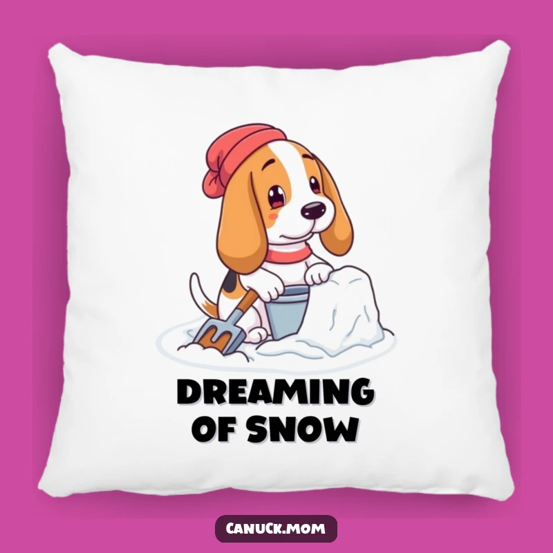 Funny Basset Hound Snow Fort Pillow - Winter Builder Dog, Comfy Snowy Funny Gift