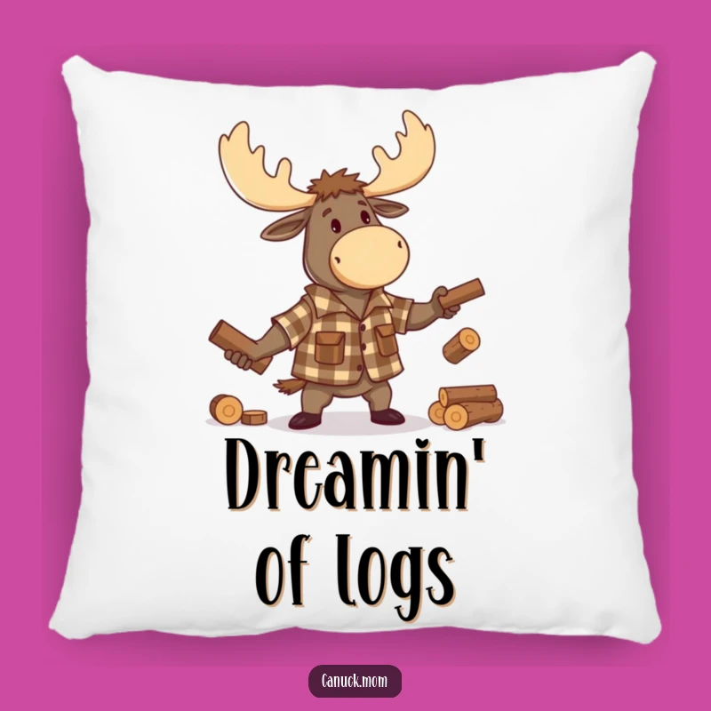 Funny Moose Lumberjack Pillow: Soft Cartoon Juggling Logs, Cozy Comfort Gift