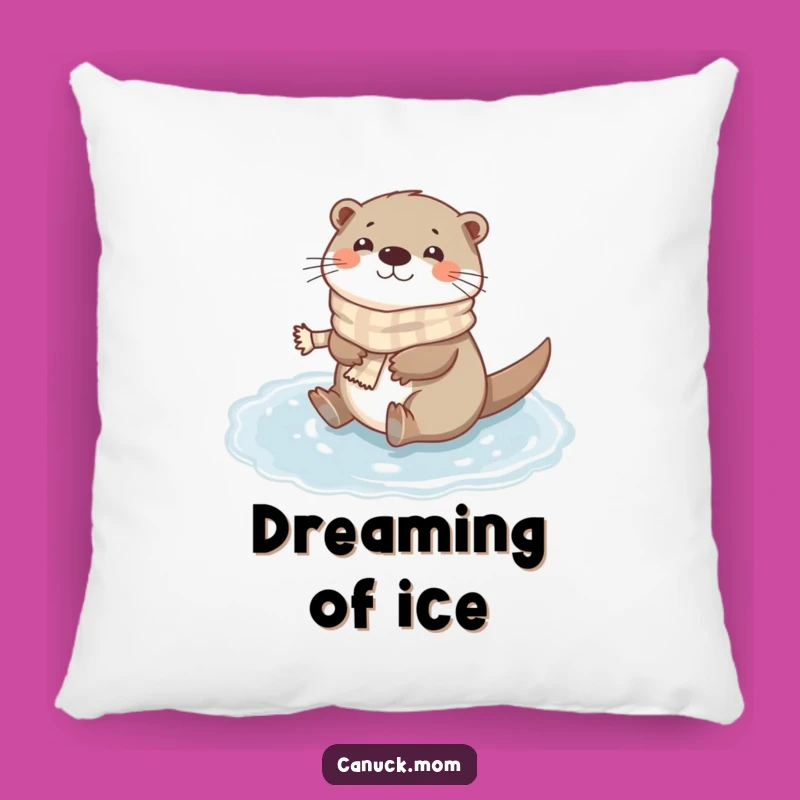 Funny Otter Scarf Pillow: Cozy Otter Cushion, Adorable Winter Decor!