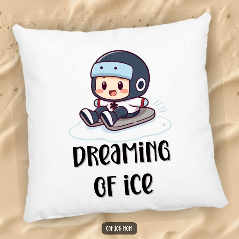 Funny Puck Slide Pillow: A soft cushion featuring a hockey puck character comically sliding across an icy surface.
