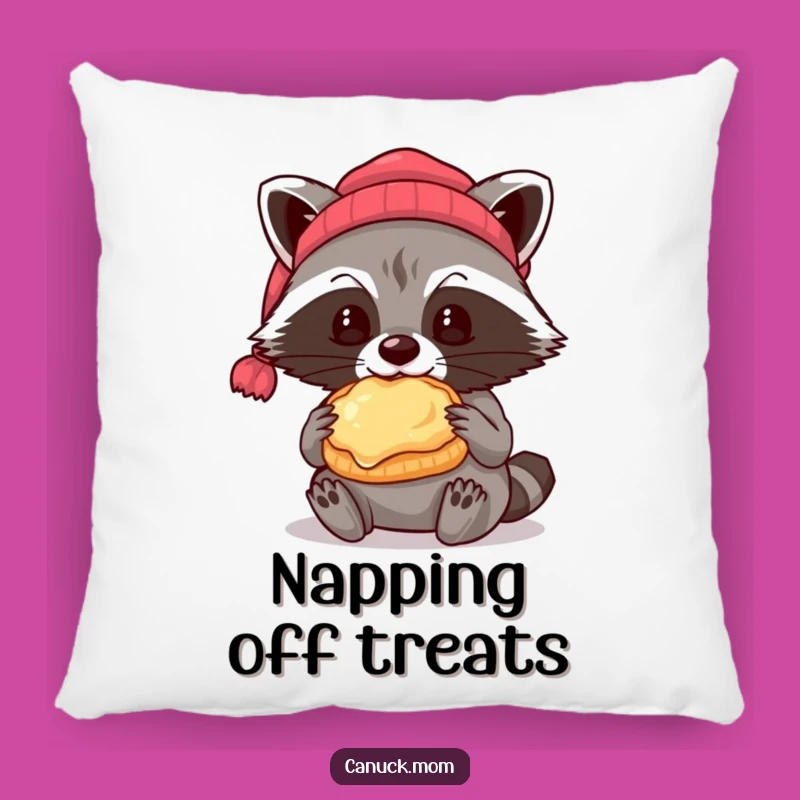 Funny Raccoon Butter Tart Pillow: Cozy Beanie Bandit Cushion Gift