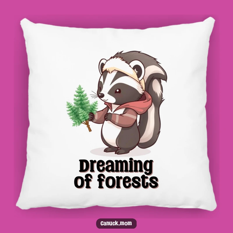 Funny Skunk Pine Tree Pillow: Cozy Accent, Quirky Decor Gift