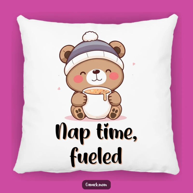 Funny Bear Hot Cocoa Pillow: Cozy Comfort for Your Couch - Funny Gift