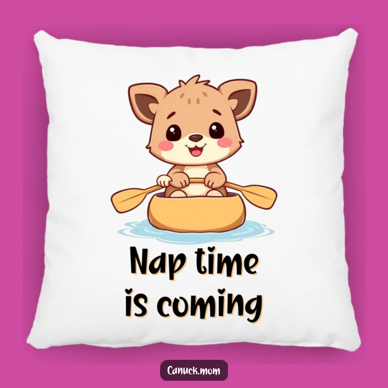 Funny Canoe Explorer Pillow: Cheerful Animal Cushion, Cozy Adventure Decor