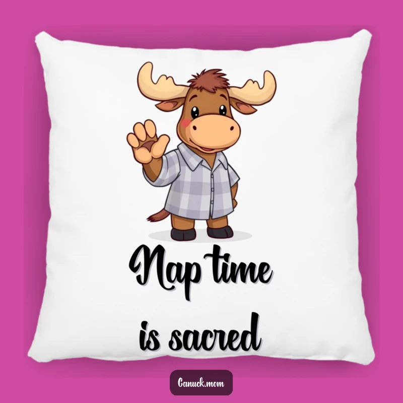 Funny Moose Checkered Shirt Pillow: Cozy Woodland Humor Accent