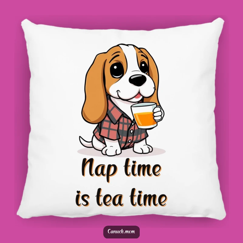 Comfy Funny Basset Hound Pillow - Plaid Shirt Cozy Decor, Cute Funny Gift