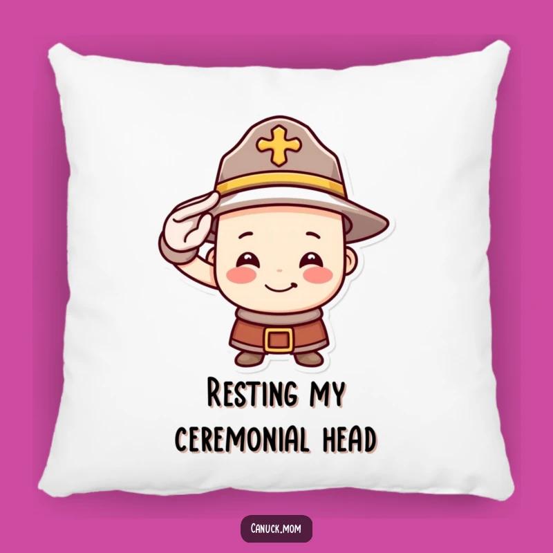 Funny Mountie Hat Pillow: Cozy Saluting Smile for Your Sofa