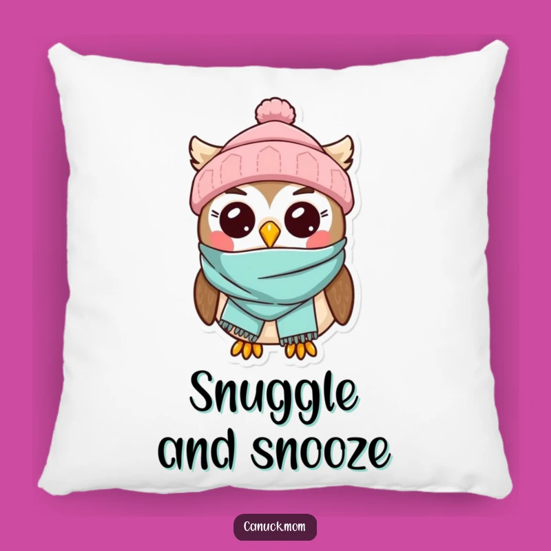 Kawaii Owl Toque Scarf Pillow - Cozy Winter Character Decor