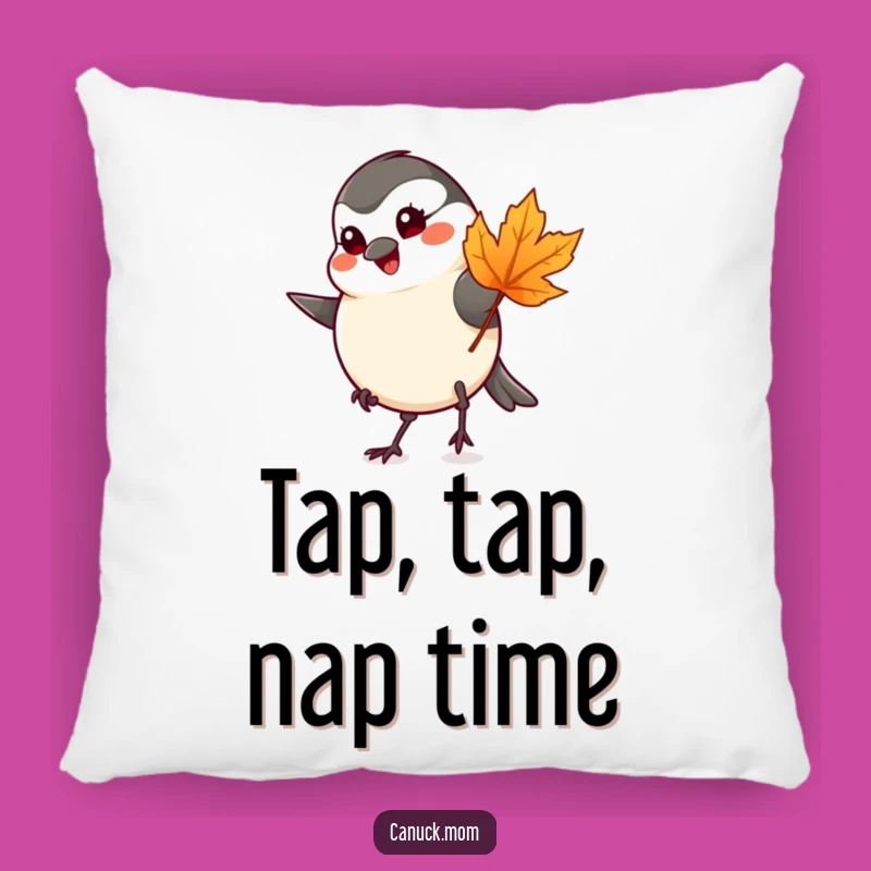 Funny Chickadee Maple Leaf Pillow - Cozy Bird Accent Pillow Gift