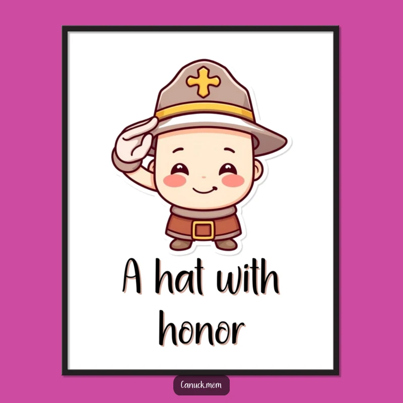 Funny Mountie Hat Digital Art: Brave Saluting Smile for Instant Decor