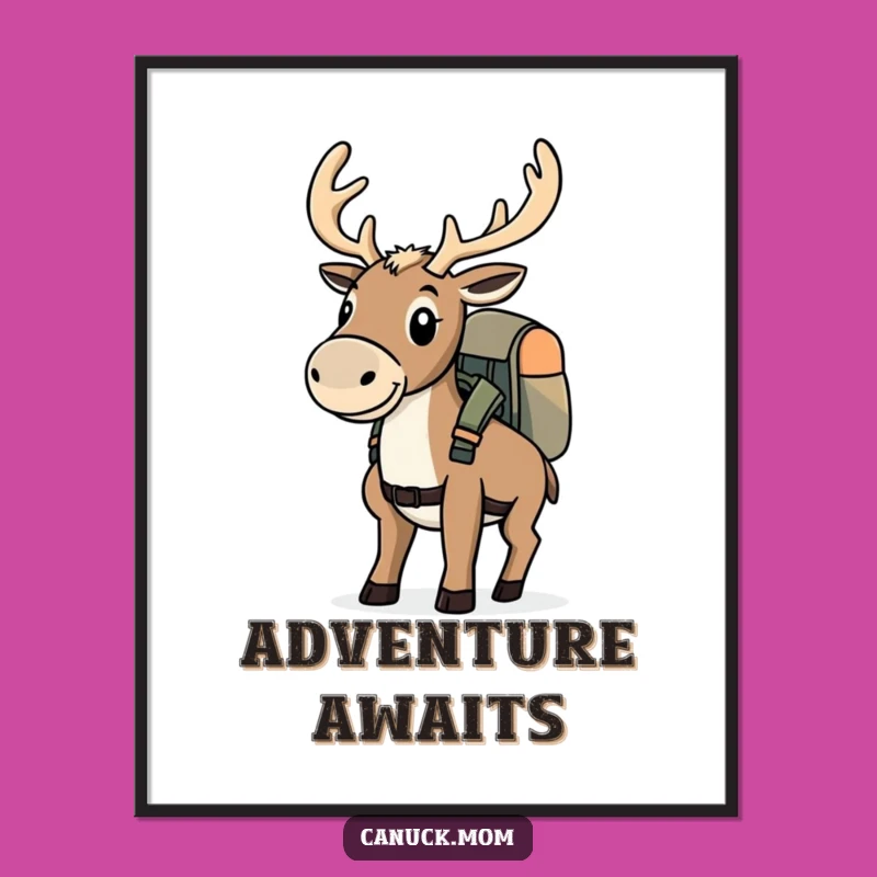 Funny Caribou Adventure Digital Art - Determined Explorer Printable Gift